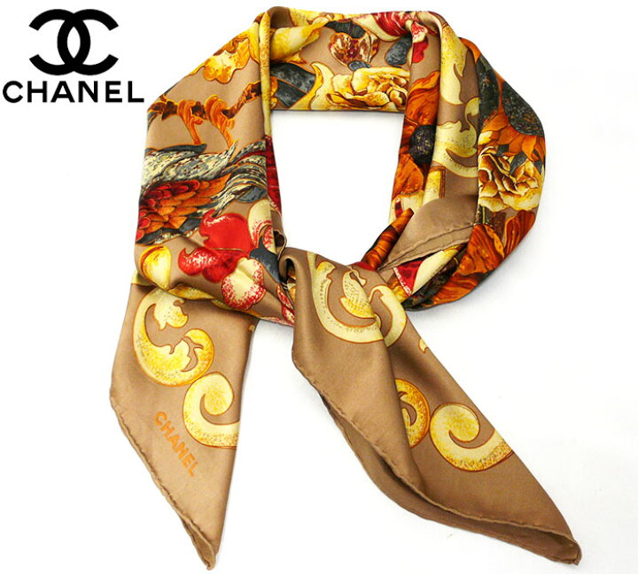 楽天市場】【CHANEL】 シャネル フラワーパターン シルク スカーフ 