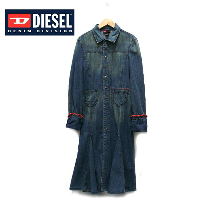 楽天市場】【DIESEL】ディーゼル フリル袖 デニム ワンピース Mサイズ  