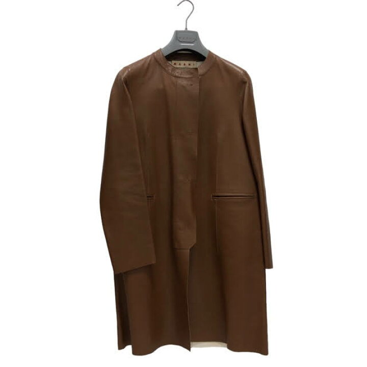 楽天市場】美品 【MARNI】マルニ ノーカラー ラムレザー ロングコート 
