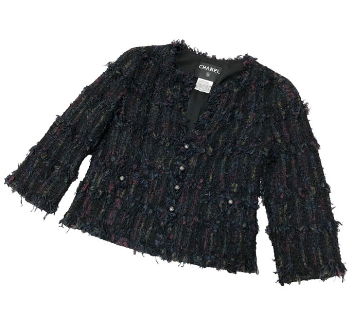 楽天市場】美品 【CHANEL】シャネル ツイード ジャケット ノーカラー 