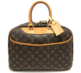 美品【LOUIS VUITTON】ルイヴィトン LV モノグラム ドゥ―ヴィル M47270 ハンドバッグ 鞄 PVC レザー ブラウン ネームプレート 南京錠 RC4055 【中古】