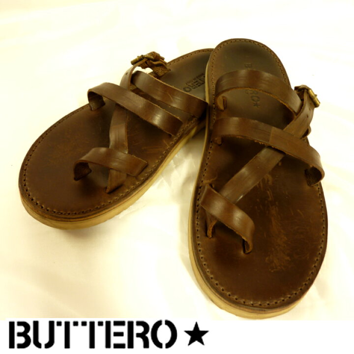 楽天市場】【BUTTERO】ブッテロ レザーサンダル ブラウン B3520 メンズ  
