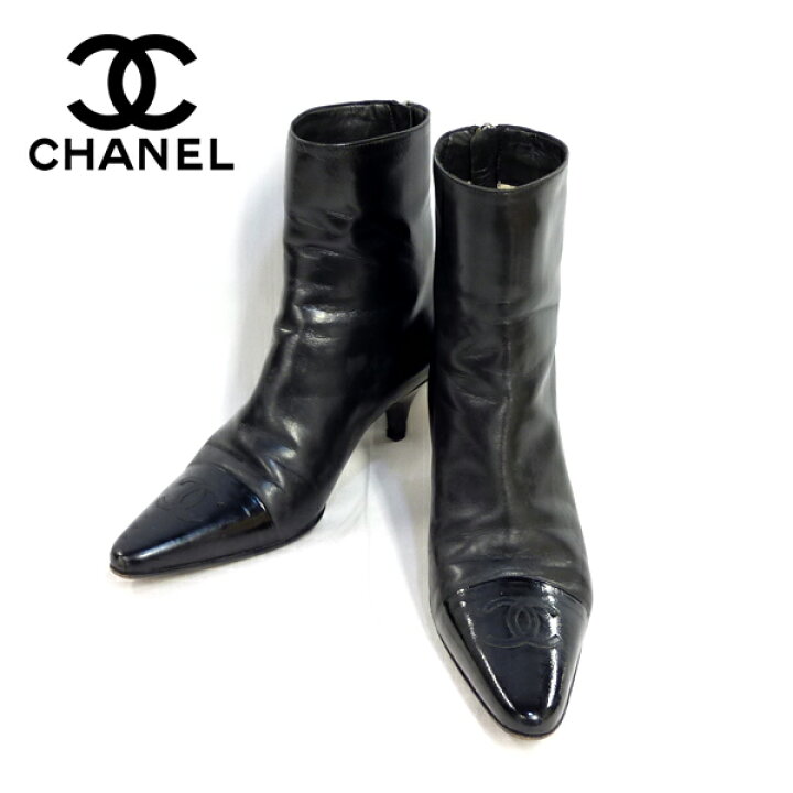 楽天市場】【CHANEL】シャネル ショートブーツ レザー ココ 