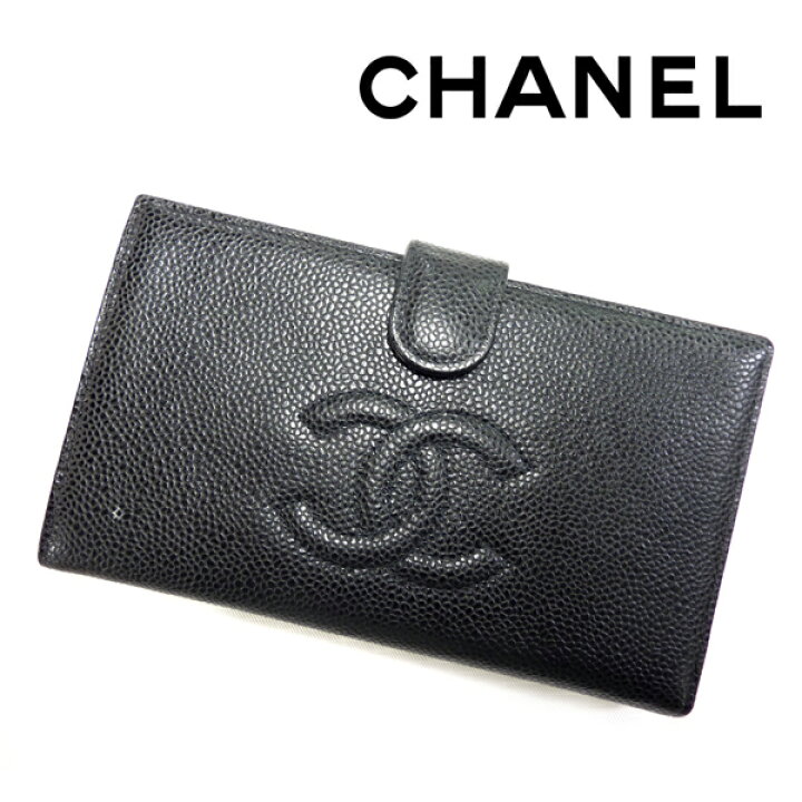 楽天市場】【CHANEL】シャネル キャビアスキン二つ折り長財布 がま口  