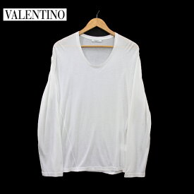【VALENTINO】ヴァレンティノ 長袖 ロングスリーブ Tシャツ ロンT カットソー サイズS ホワイト系 イタリア製【中古】