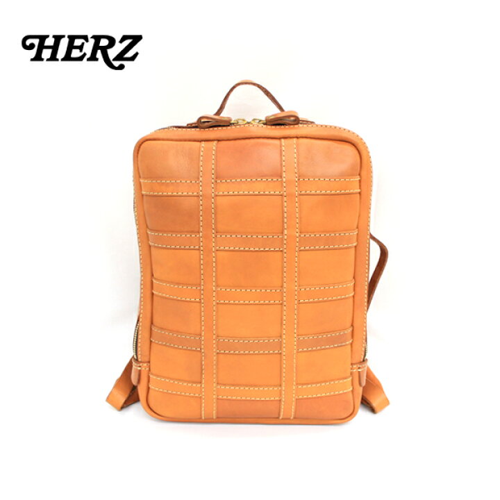楽天市場】【HERZ】ヘルツ リュック レザー スクエア 四角 キャメル