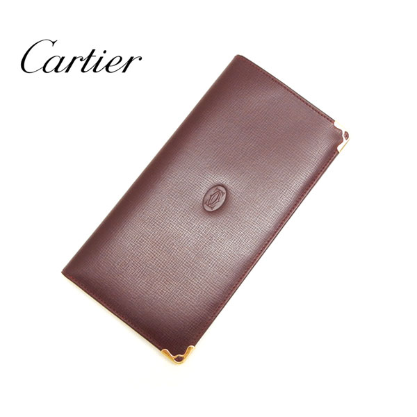 美品】Cartier カルティエ マストライン ブラック レザー 二つ折り財布