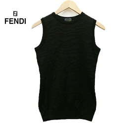【値下げしました】【FENDI】フェンディ ゼブラ柄 ネップ ニット ベスト ブラウン サイズ40 トップス レディース ノースリーブ【中古】