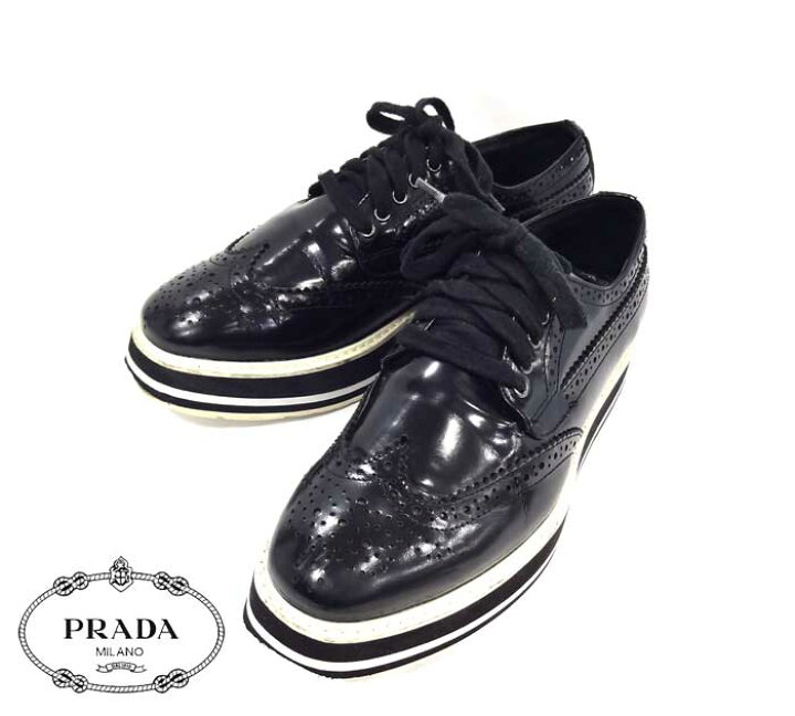 楽天市場】【PRADA】プラダ ウイングチップシューズ 厚底ソール 
