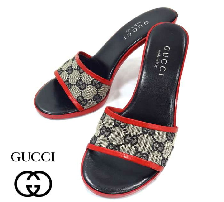 楽天市場】【GUCCI】グッチ ミュール GGキャンバス レッド サイズ37 1  