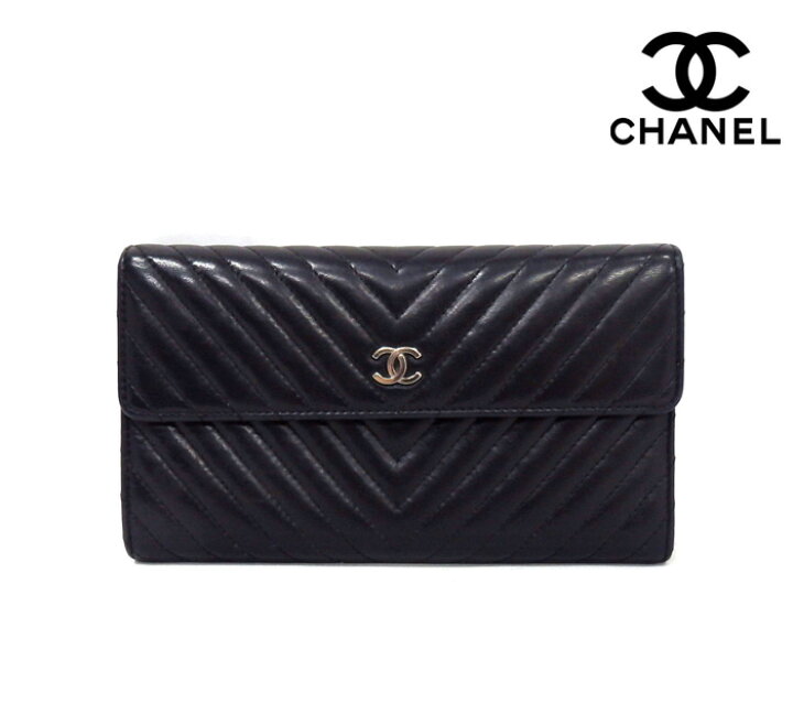 楽天市場】【CHANEL】シャネル シェブロン ラムスキン 三つ折り 