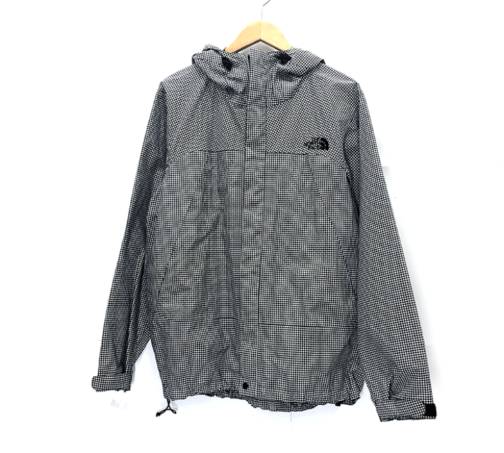 正式的 NORTH THE FACE」 グレー S チェック柄マウンテンパーカー ジャケット・アウター