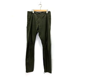 【LANVIN】ランバン 立体裁断 ZiPアップ パンツ サイズ44 オリーブ コットン ルーマニア製 メンズ ボトムス RH0521【中古】