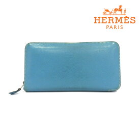 【HERMES】エルメス アザップ ロング ラウンドファスナー 長財布 ヴォーエプソン ブルージーン □J刻印 メンズ レディース RM0955 【中古】