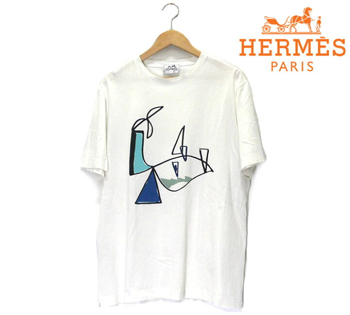 楽天市場 Hermes エルメス プリント ショートスリーブ Tシャツ サイズxl メンズ 男性用 イタリア製 半袖 白 トップス Rc0808 中古 リサイクルストア エコライフ