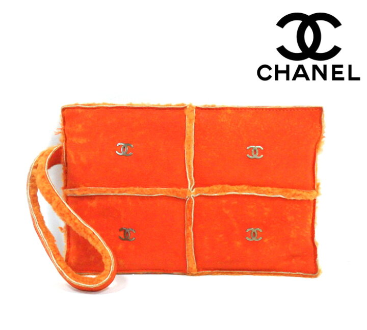 楽天市場】【CHANEL】シャネル ムートンバッグ ポーチ オレンジ ココ 
