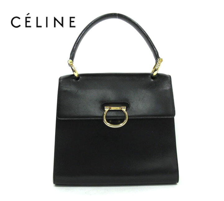 楽天市場】【CELINE】セリーヌ レザー ハンドバッグ ブラック  
