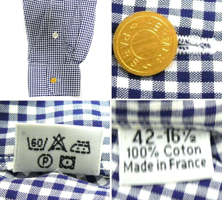 楽天市場】【HERMES】エルメス セリエボタン ギンガムチェック ドレス  