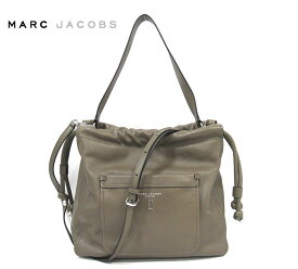 ▼【MARC JACOBS】マークジェイコブス TIED UP タイド アップ ホーボー 巾着バッグ 2way ショルダー ナッパレザー グレー 斜め掛け レディース RM2793 【中古】