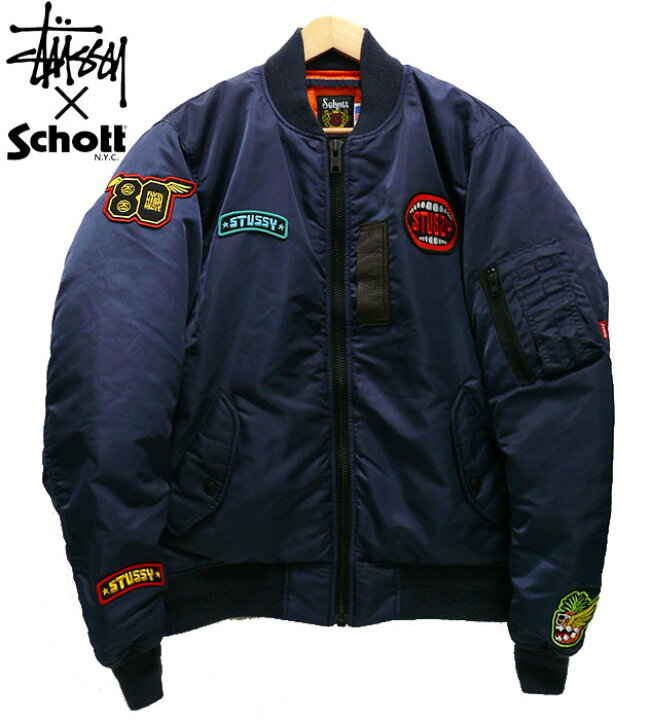 美品 ショット STUSSY ステューシー 探し出せる Schott ナイロンジャケット