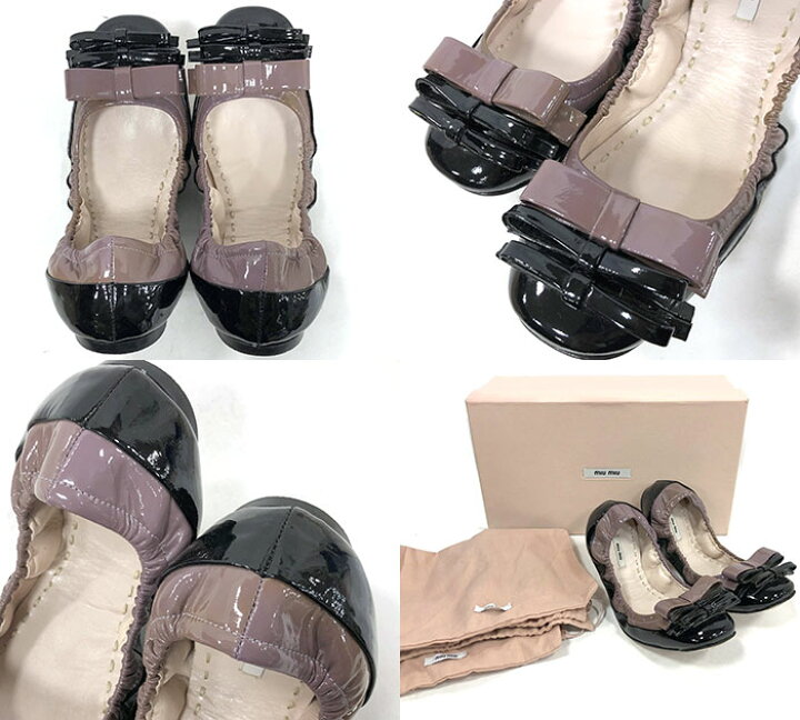 楽天市場】【miu miu】ミュウミュウ 3連リボン フラットシューズ 