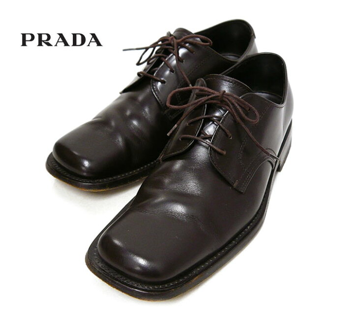 楽天市場】【PRADA】プラダスクエアトゥ レザードレスシューズ サイズ6 