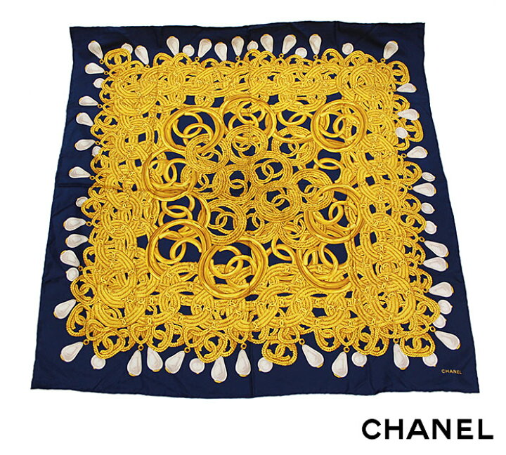 楽天市場】【CHANEL】シャネルココマーク チェーン＆パール柄 大判 