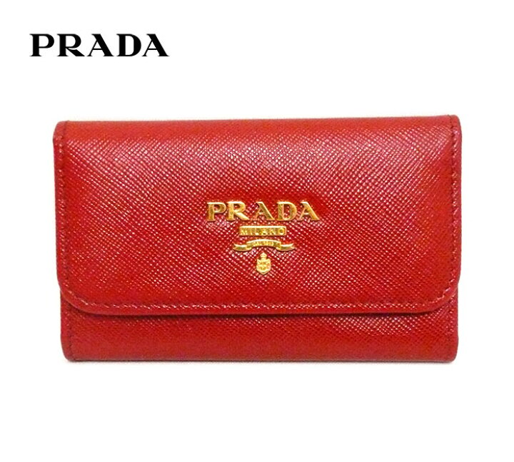 美品】PRADA プラダ 6連キーケース サフィアーノ レザー レッド  