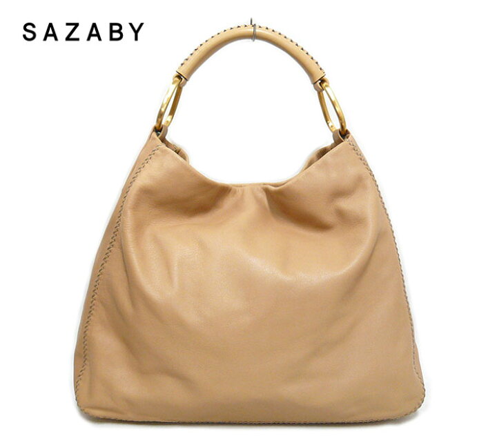 楽天市場 Sazaby サザビー トートバッグ ワンショルダーバッグ ハンドバッグ レザー 本革 ベージュ ゴールド金具 On2196 中古 リサイクルストア エコライフ
