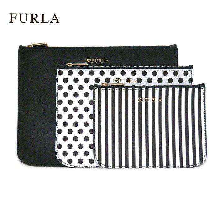楽天市場】【FURLA】フルラ フラットポーチ 3点セット ブラック 