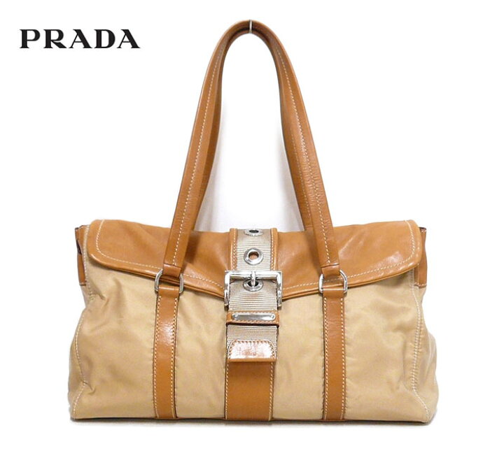楽天市場】【PRADA】プラダ レザー×ナイロン ハンドバッグ ベルト 