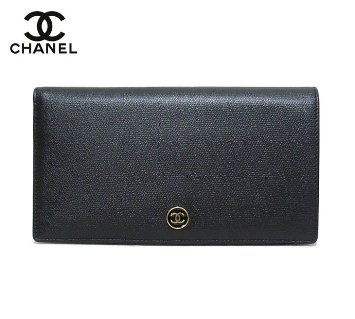 楽天市場】【CHANEL】シャネル ココボタン 二つ折り長財布 ブラック 黒 