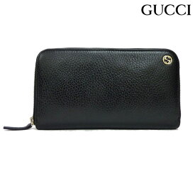 【GUCCI】グッチ ラウンドファスナー長財布 449347 レザー ブラック 黒アウトレット【中古】FB0446