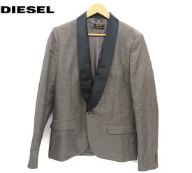 【DIESEL】 ディーゼル BLACK GOLD ブラックゴールド テーラードジャケット サイズM シングル 1B リネン混 切替 ブラウン系 ブレザー センターベント 本切羽 【中古】FF2378