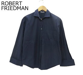 【Robert Friedman】 ロバートフリードマン ベルスリーブ 長袖シャツ Sサイズ コットン ワイドシャツ ネイビー 紺 ジャーナルスタンダード 良品 【中古】FF2430