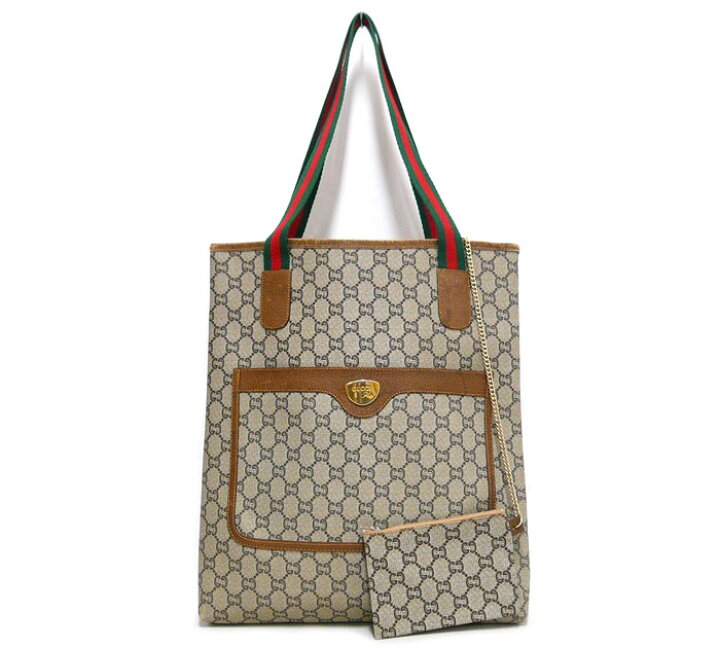 楽天市場】【GUCCI】オールドグッチ GGプラス シェリー トートバッグ  