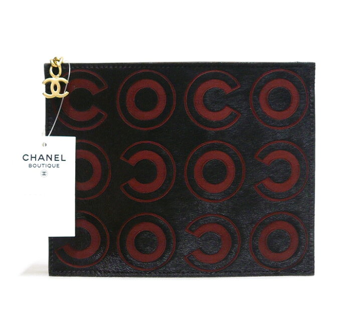 シャネル CHANEL ココマーク ミニポーチ パテントレザー 黒 3番台  