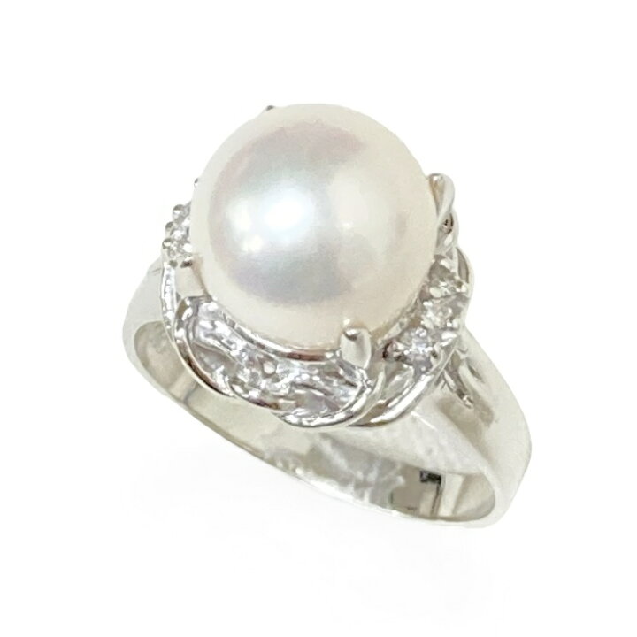 楽天市場】Pt900 パール リング 指輪 11.5号 約9.4mm ダイヤモンド  