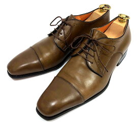 【値下げしました】Santoni サントーニ ストレートチップ レースアップ ブラウン カーフ サイズ6 メンズ 男性用 シューズ 【中古】