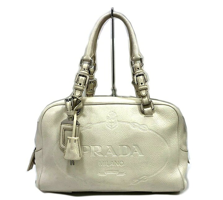 楽天市場】PRADA プラダ ハンドバッグ レザー ホワイト 白 BR3091 革  