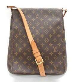 【LOUIS VUITTON】ルイヴィトン M51256 モノグラム ミュゼット ショルダーバッグ PVC×レザー ブラウン系×ゴールド金具 廃番モデル A4サイズ収納可能 フラップ式【中古】FB3474
