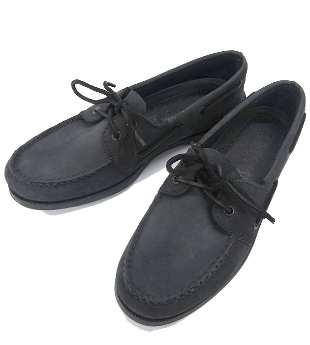 送料無料 男性用 人気 メンズ カジュアル シューズ 靴 品質保証 FF3555 SPERRY 中古 レザー TOPSIDER デッキシューズ 8.5 約26.5cm 黒 セール特価 ブラック スペリートップサイダー
