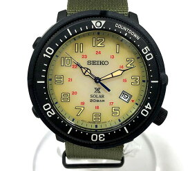 SEIKO PROSPEX セイコー プロスペックス フィールドマスター LOWERCASE ソーラー 腕時計 V157-0CJ0 SBDJ029 カーキ アイボリー 【中古】