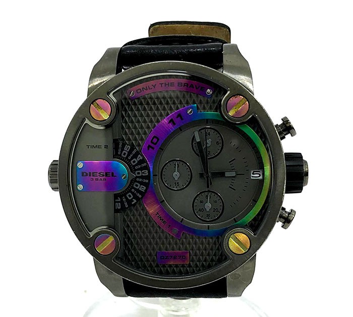 送料無料 男性用 カジュアル DIESEL ディーゼル 腕時計 2020新作 革ベルト DZ7270 クロノグラフ 中古 人気急上昇 デュアルタイム メンズ腕時計