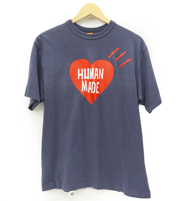 【HUMAN MADE】 ヒューマンメイド ハート ロゴ Tシャツ メンズ Lサイズ コットン 綿100% 半袖 TEE ネイビー  【中古】FF3718 | リサイクルストア　エコライフ