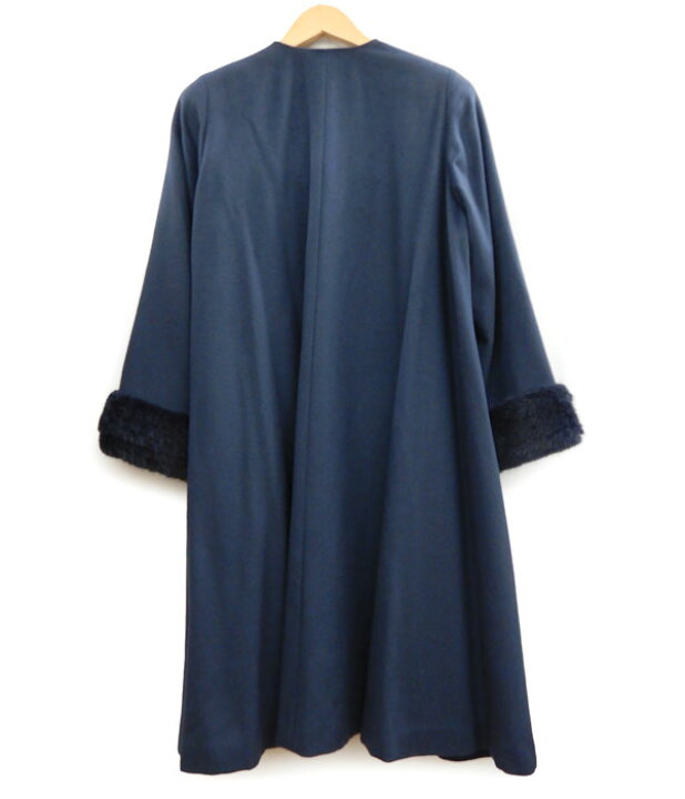 パリエンヌ PARIENNE コート ブルー 長袖 カシミヤ100% ロング - 毛皮 