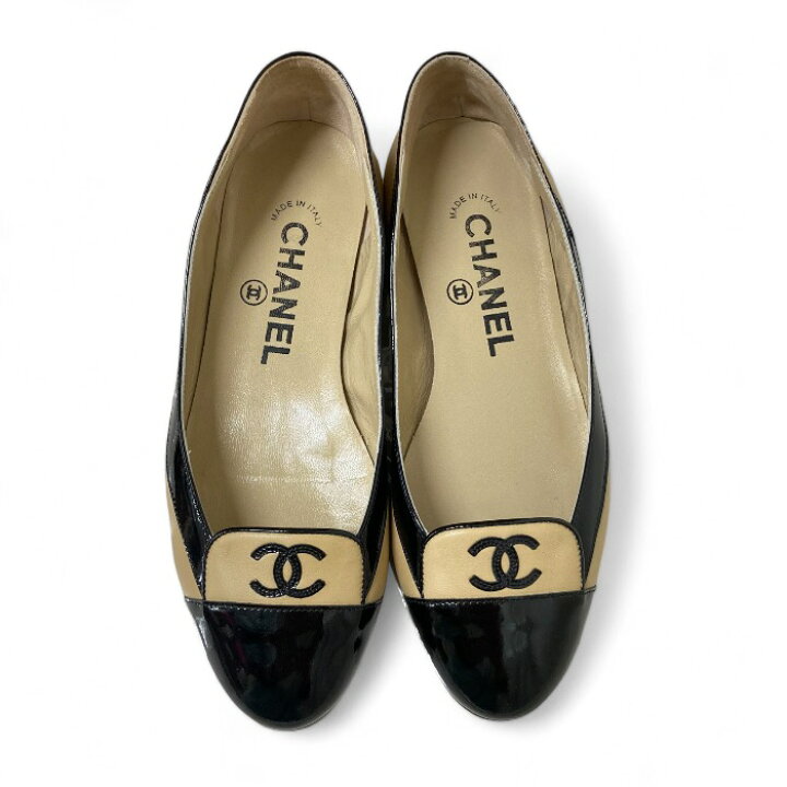 楽天市場】【CHANEL】シャネル ココマーク フラットシューズ バレエ 