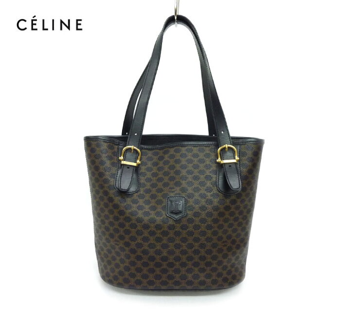 楽天市場】【CELINE】セリーヌマカダム柄 バケツ型 トートバッグ 