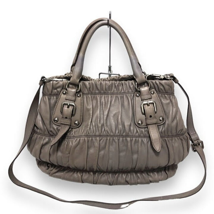 楽天市場】【PRADA】プラダ ナッパゴーフル 2WAYハンドバッグ グレー系 