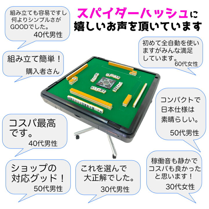 楽天市場】全自動麻雀卓 NEWスパイダーハッシュフルセット 麻雀卓 (全 